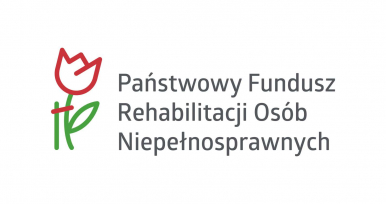 Logo -  grafika przedstawiająca tulipan i napis Państwowy Fundusz Rehabilitacji Osób Niepełnosprawny